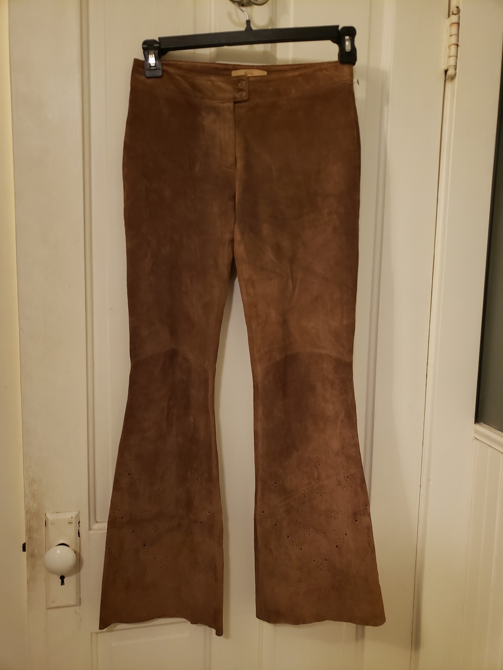Mango MNG Genuine Leather Brown Suede Flare Pants